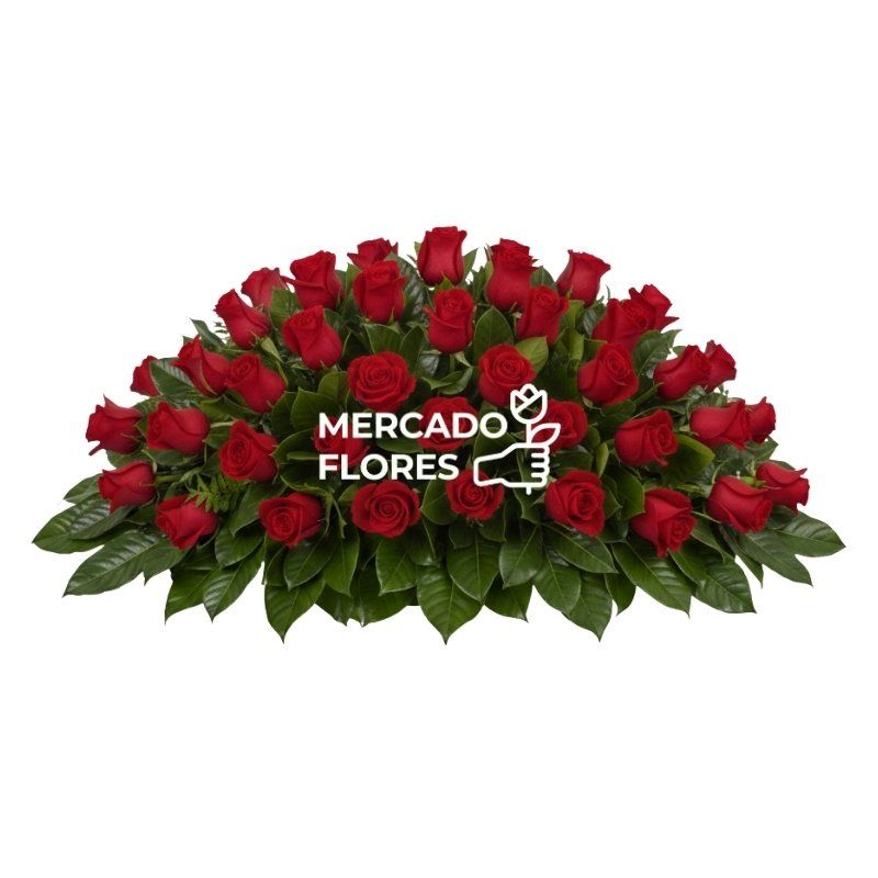 Manto Fúnebre 01 - Ovalado con 40 rosas rojas