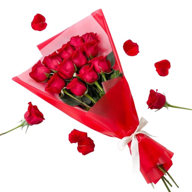 Elegante ramo de rosas rojas premium en paño fino - MERCADO FLORES®