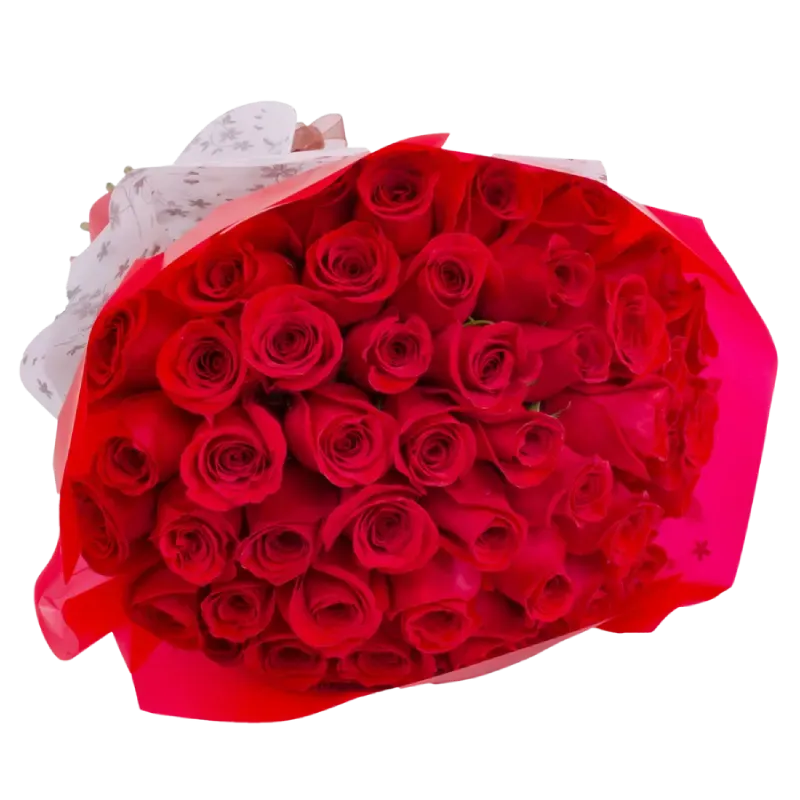 Ramo de 50 rosas rojas frescas - categoría Ramo de Rosas en MERCADO FLORES®