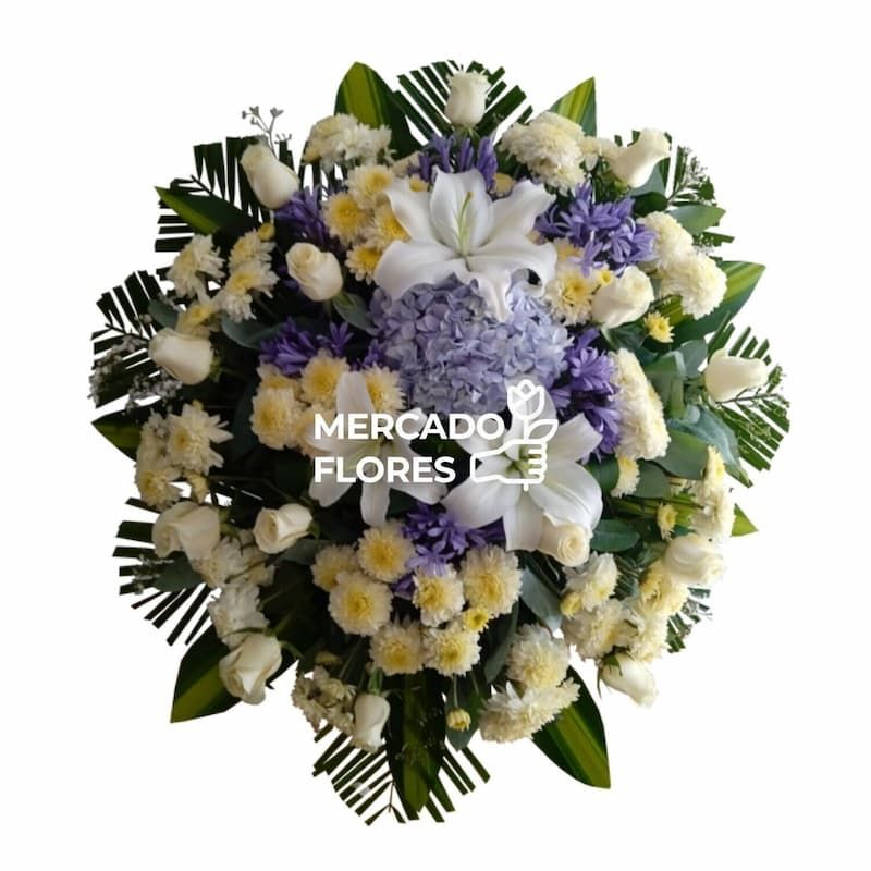 Lágrima fúnebre de rosas y lirios con parante para envío hoy en Lima - MERCADO FLORES®