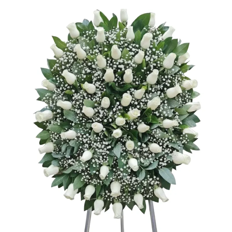 Corona fúnebre de flores blancas en Lima y Callao — MERCADO FLORES®