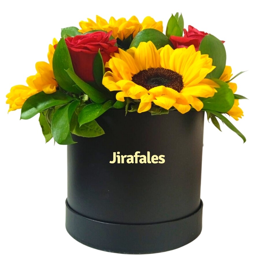 Sombrerera de rosas y girasoles