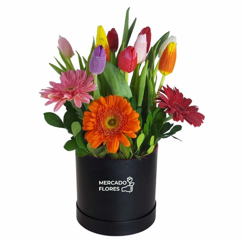 Sombrerera con tulipanes