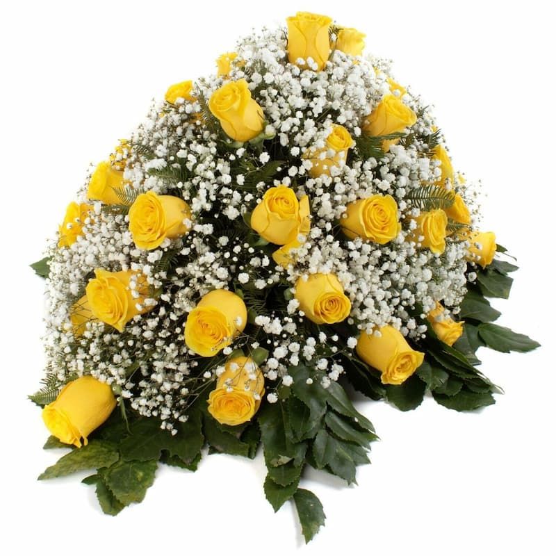 Manto Fúnebre 07 - Ovalado con 40 rosas amarillas
