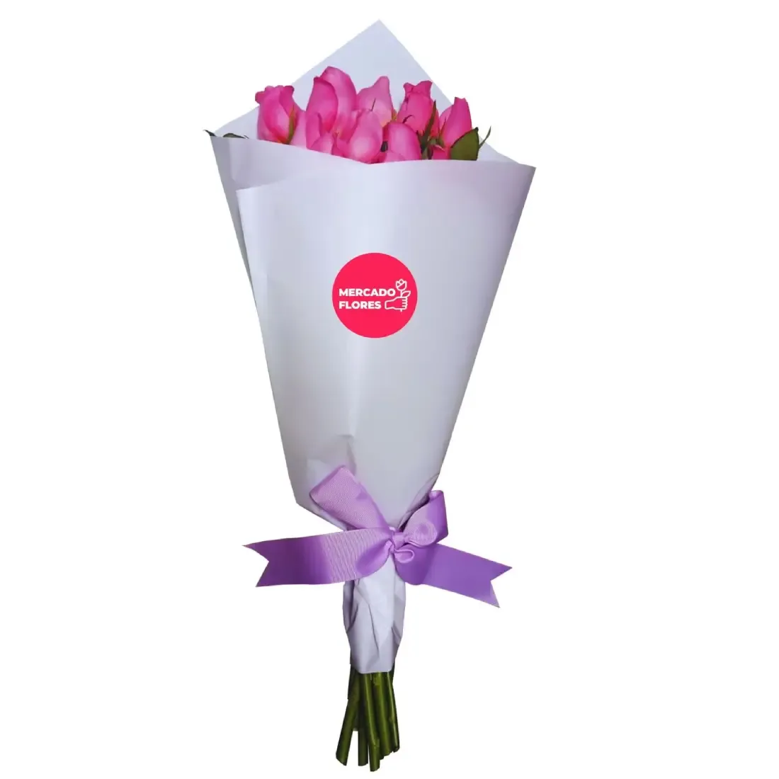 Ramos de rosas - Ramo de 12 rosas frescas de color rosado