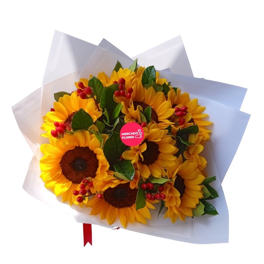 RAMO DE 10 GIRASOLES PREMIUM E Hypericum