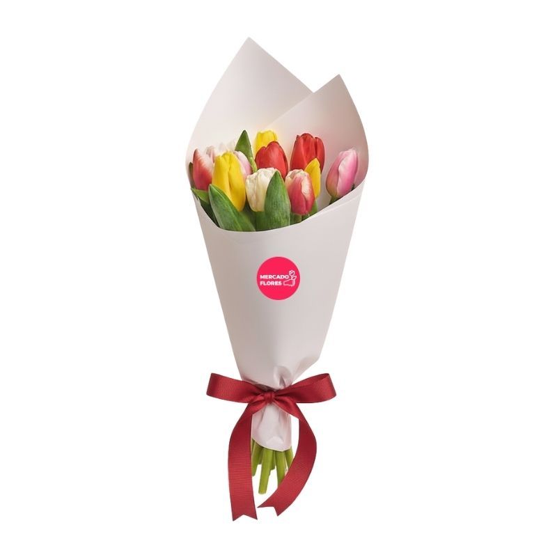 Ramo de tulipanes mix - 10 tulipanes en colores variados