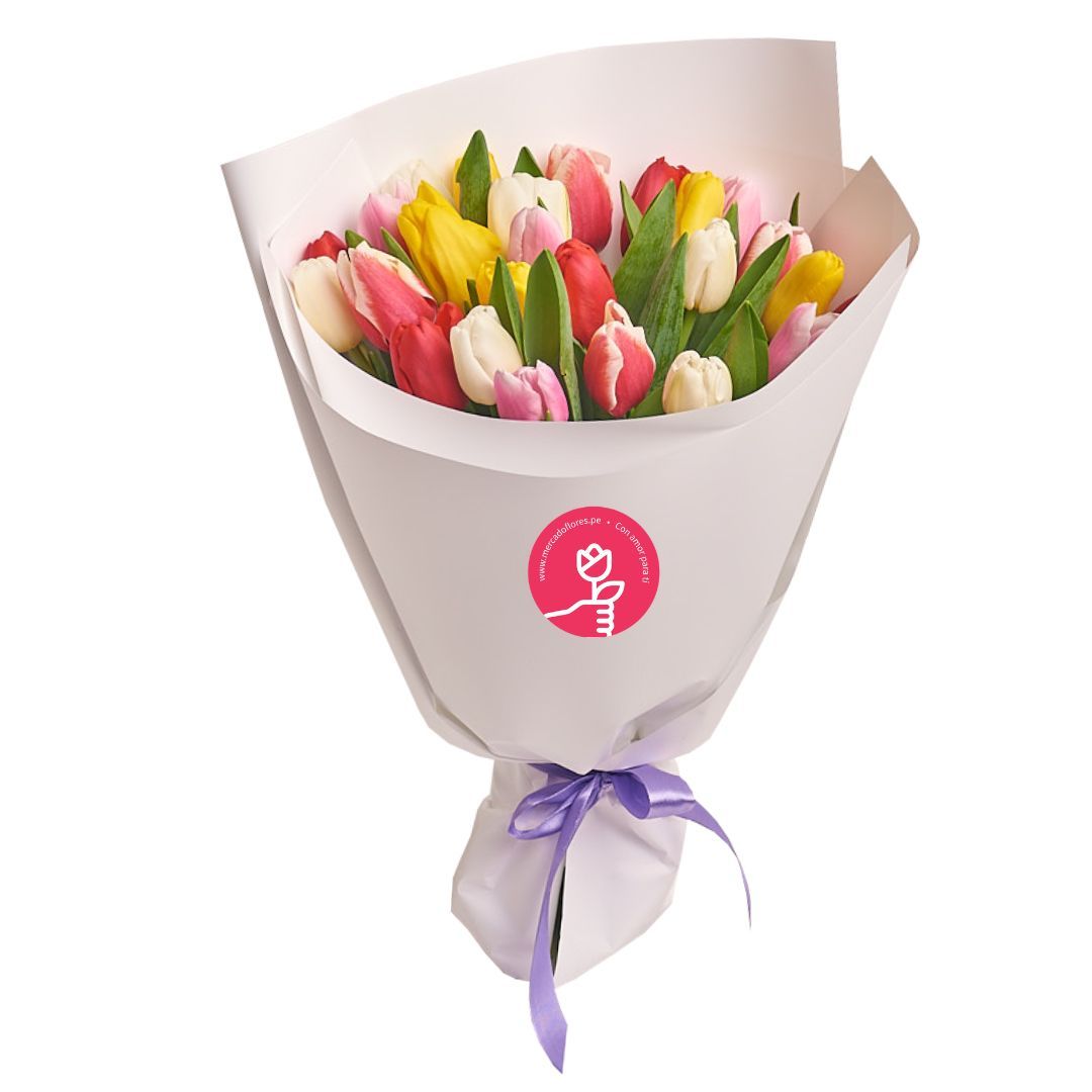 Ramo de tulipanes color mix - 25 tulipanes colores variados