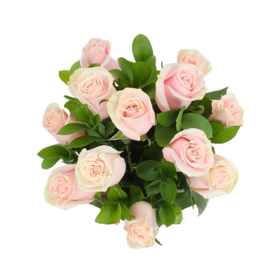 Elegante sombrerera con 12 rosas Pink Mundial y verdes selectos