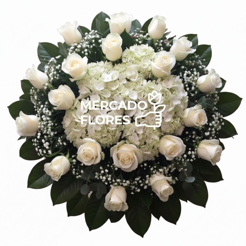 Lágrima fúnebre de flores blancas con envío hoy a todo Lima - MERCADO FLORES®