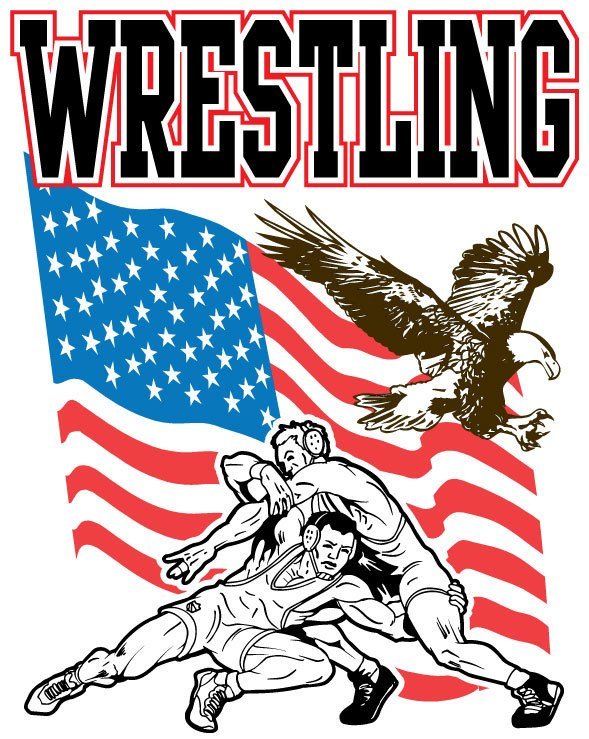 Wrestling - Flag and Eagle Team Jones Wrestling T-shirt