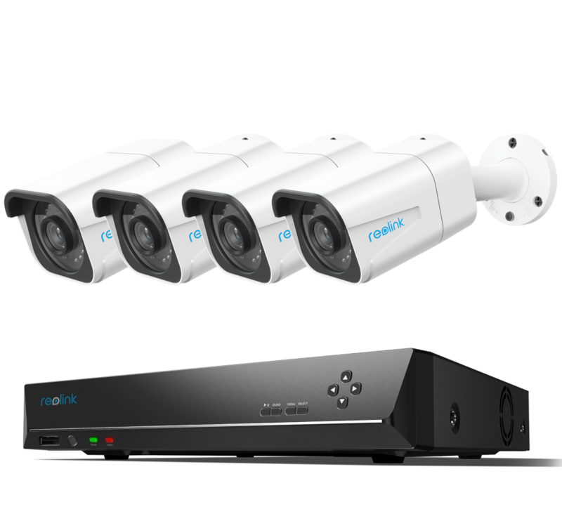 Reolink RLN8-410 NVR 4K UltraHD PoE tallennin + 4 kpl  RLC-810A älykamera