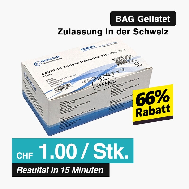 New Gene Covid-19 Antigen Selbsttest 5er Packung New Gene Covid-19 Antigen Selbsttest 5er Packung