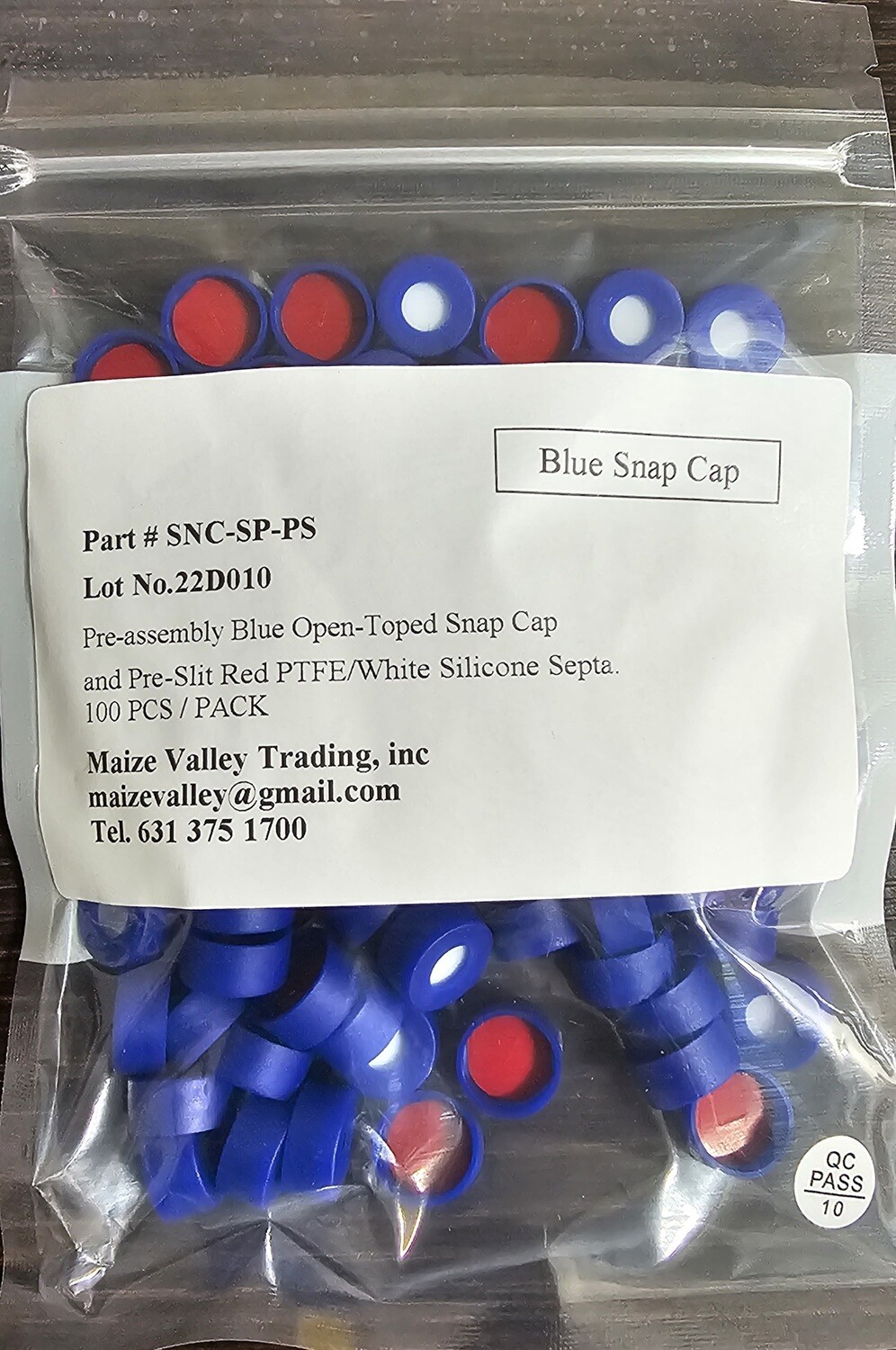 Snap caps with Silicone / PTFE Septa, pre-slit per 100