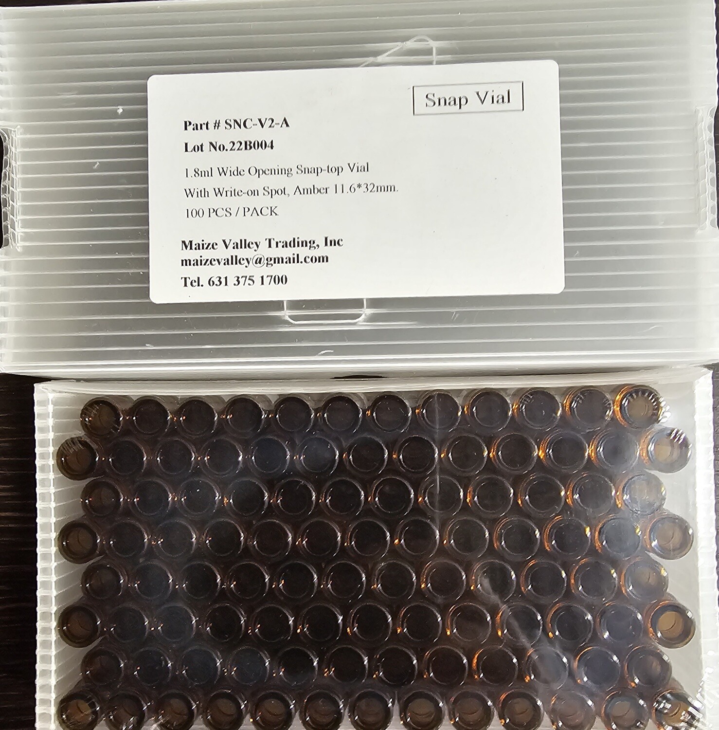 Auto sampler Vials, 2ml-snap Cap type Amber glass per 100