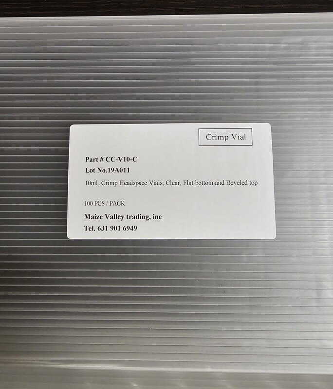 10 ml clear Crimp Headsspace vial with standard to and flat bottom per 100