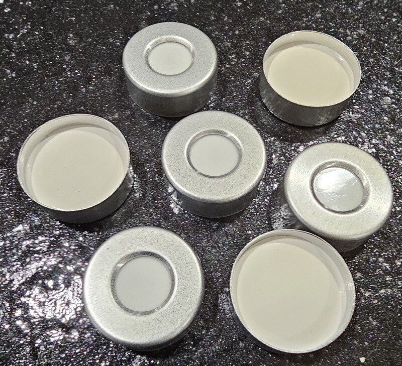20 mm Aluminium Crimp cap with Natural PTFE/White Silicone septa per 100 #CC-SP