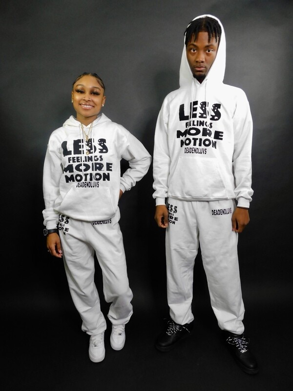 less feelings more motion sweatsuit white