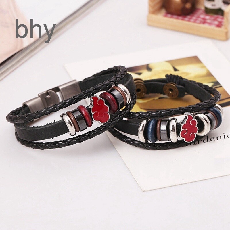 Brazalete De Cuero De Anime Japonés Naruto Con Dijes Hechos A Mano