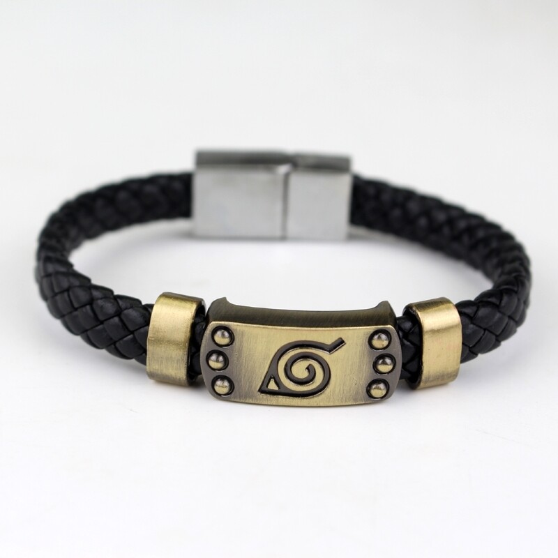 Anime Naruto Konoha LOGO cuero PU pulsera