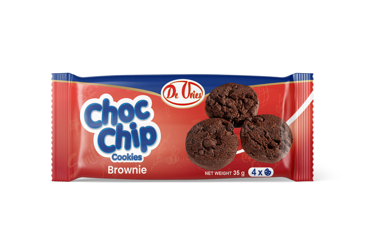DeVries Choc Chip Cookies Brownie Packed 4X30X35G
