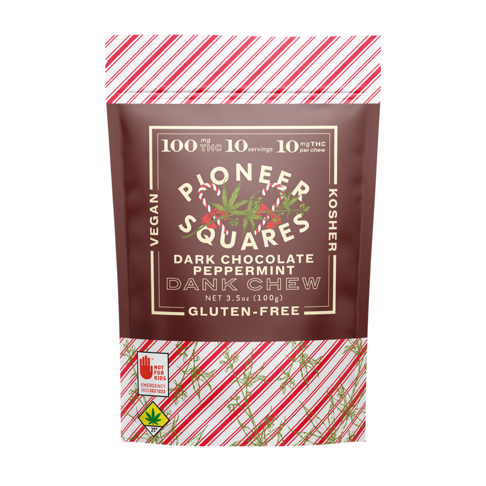 100mgTHC DARK CHOCOLATE PEPPERMINT DANK CHEW 10-Pack (Case = 20)