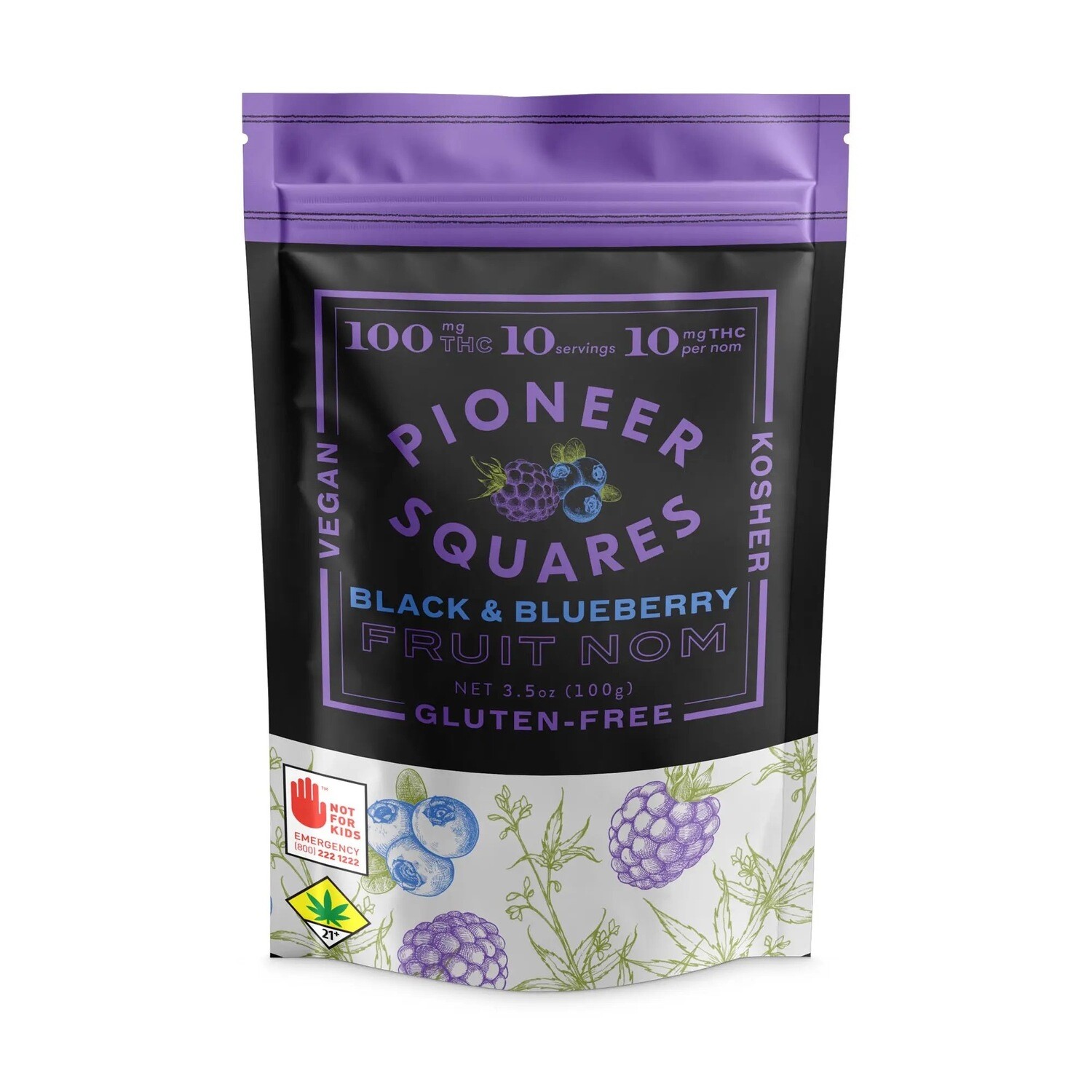 100mgTHC BLACK &amp; BLUEBERRY FRUIT NOM 10-Pack (Case = 20)