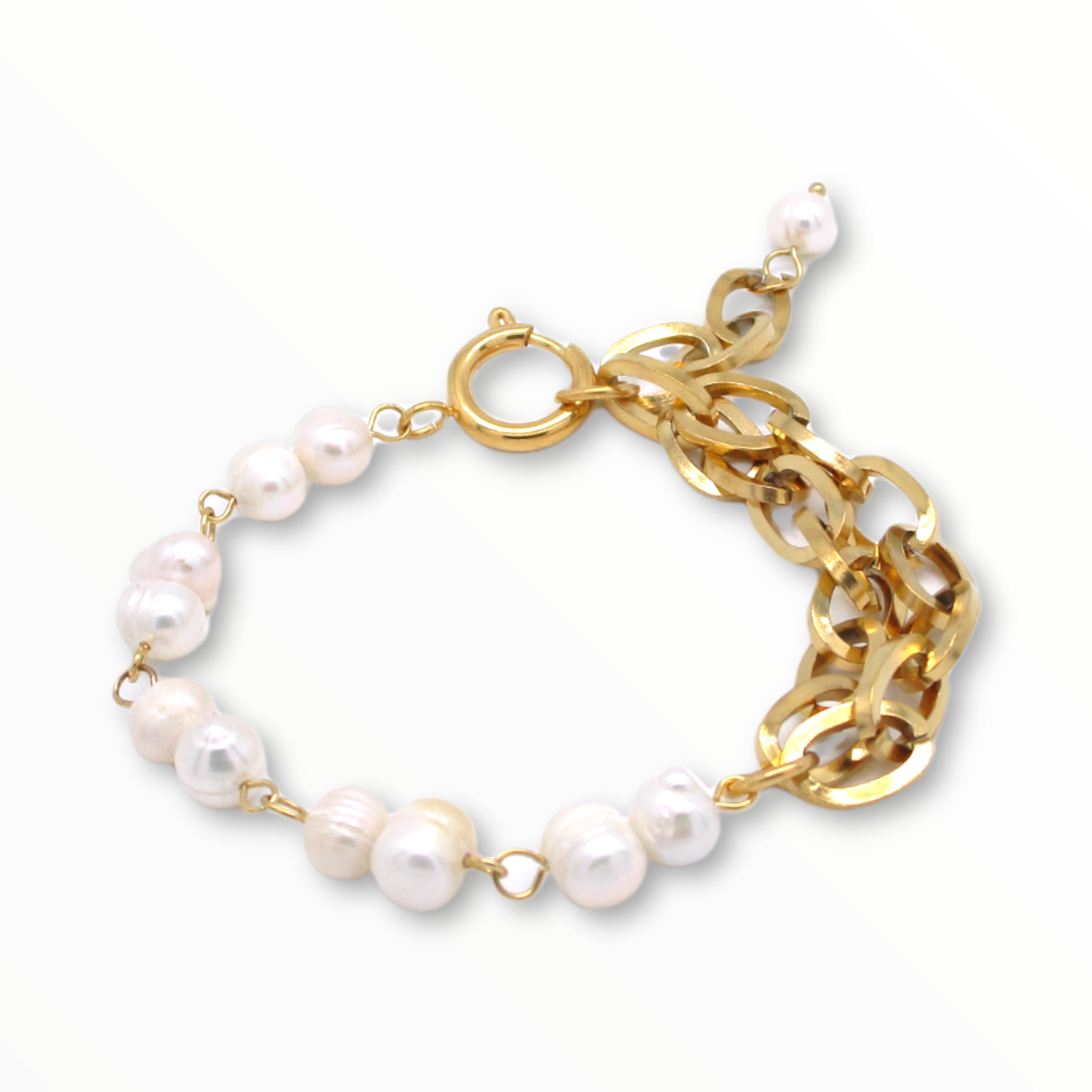 Pulsera Gold Pearl Acero Dorado