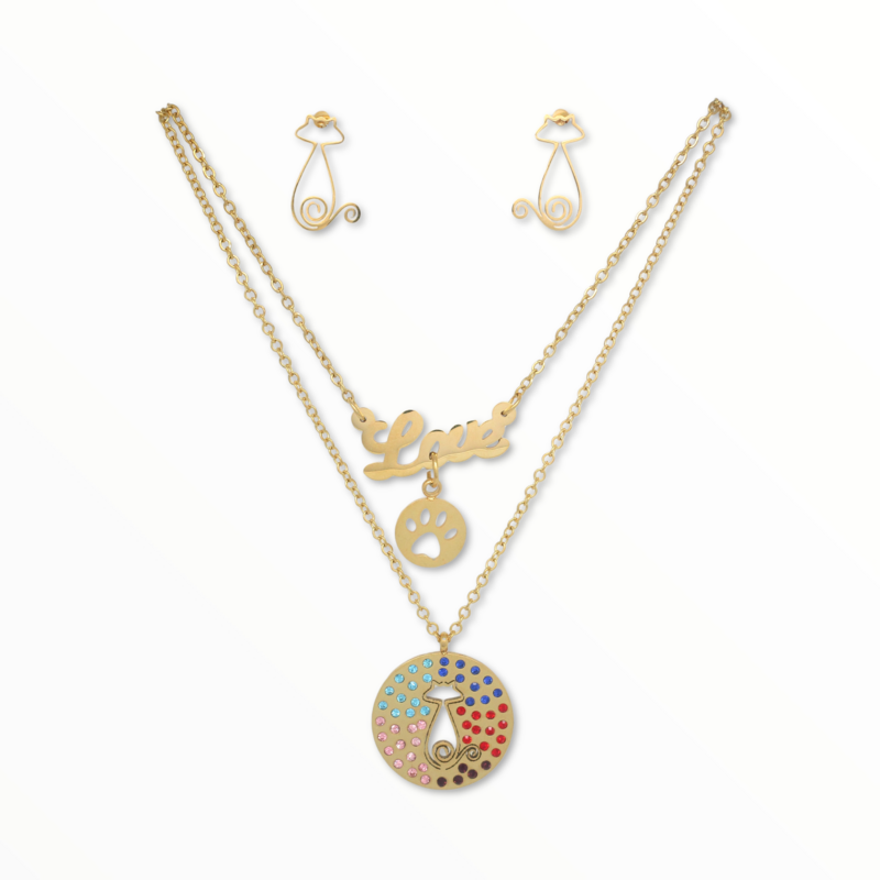 Juego Gold Cat Acero Dorado