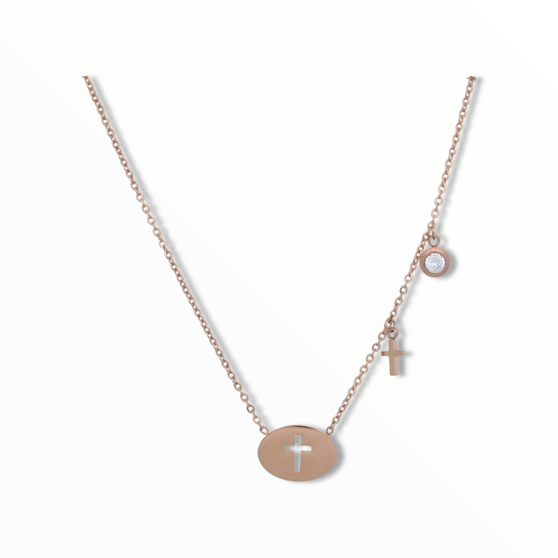 Collar Faith Acero Rosa
