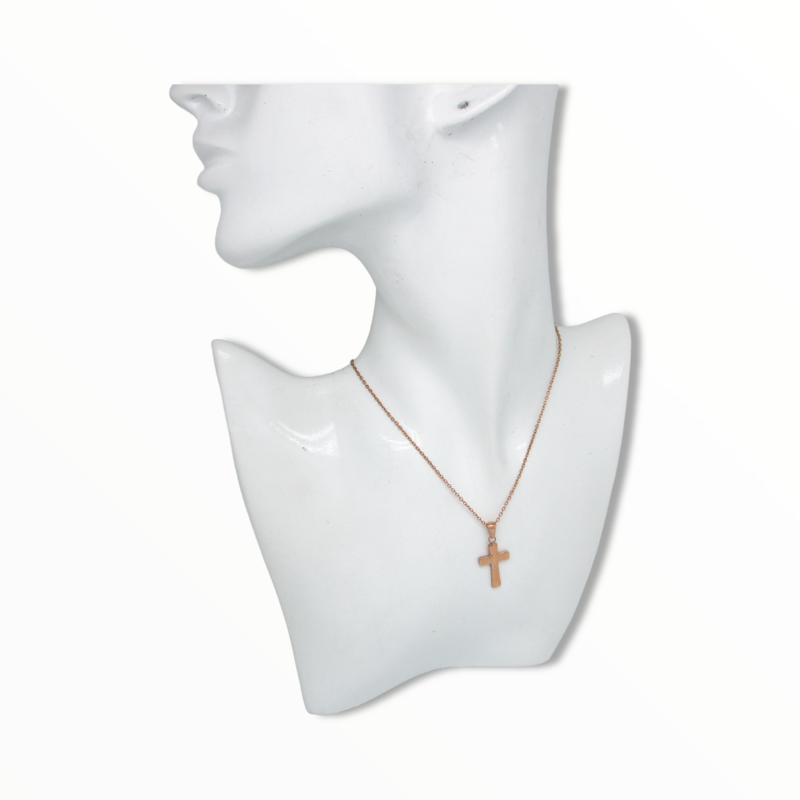 Collar Cross Acero Rosa