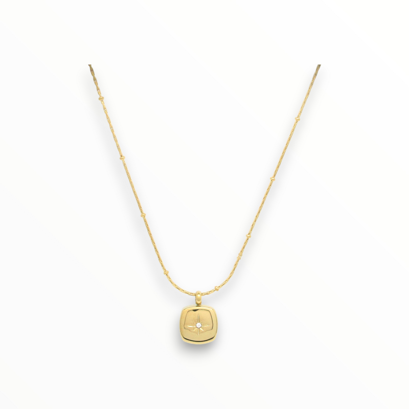 Collar Destello Acero Dorado