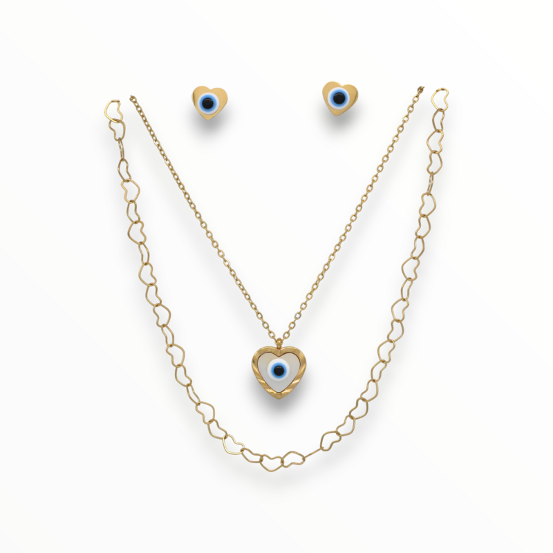 Juego Blue Eye Acero Dorado