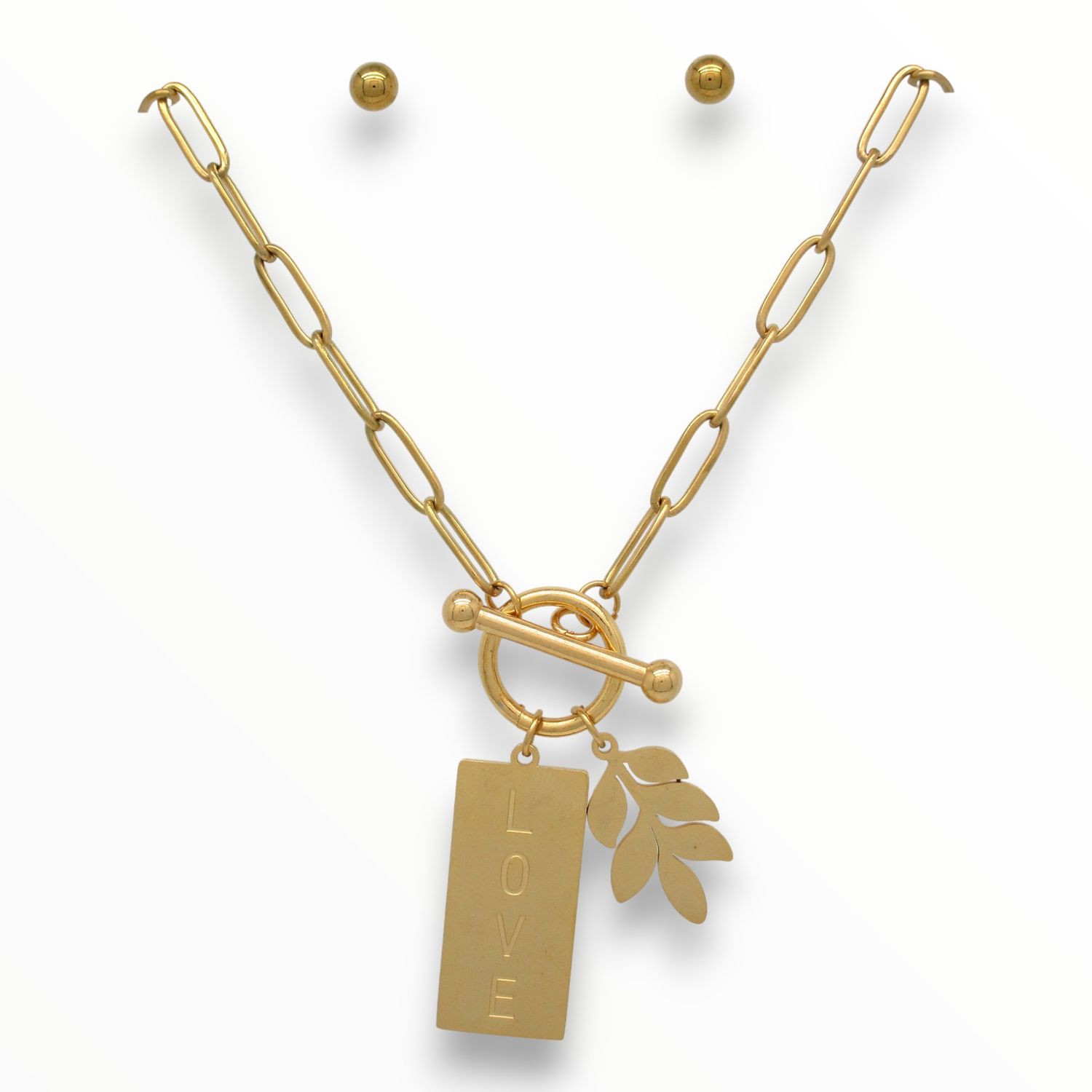 Juego Leaf Love Acero Dorado