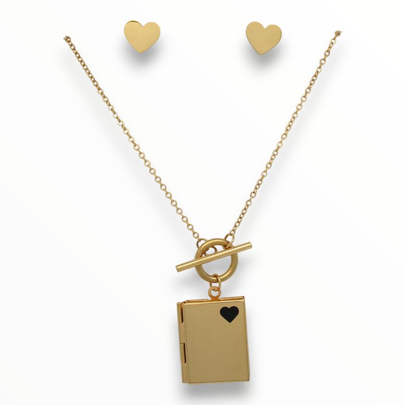 Juego Relicario Love Acero Dorado