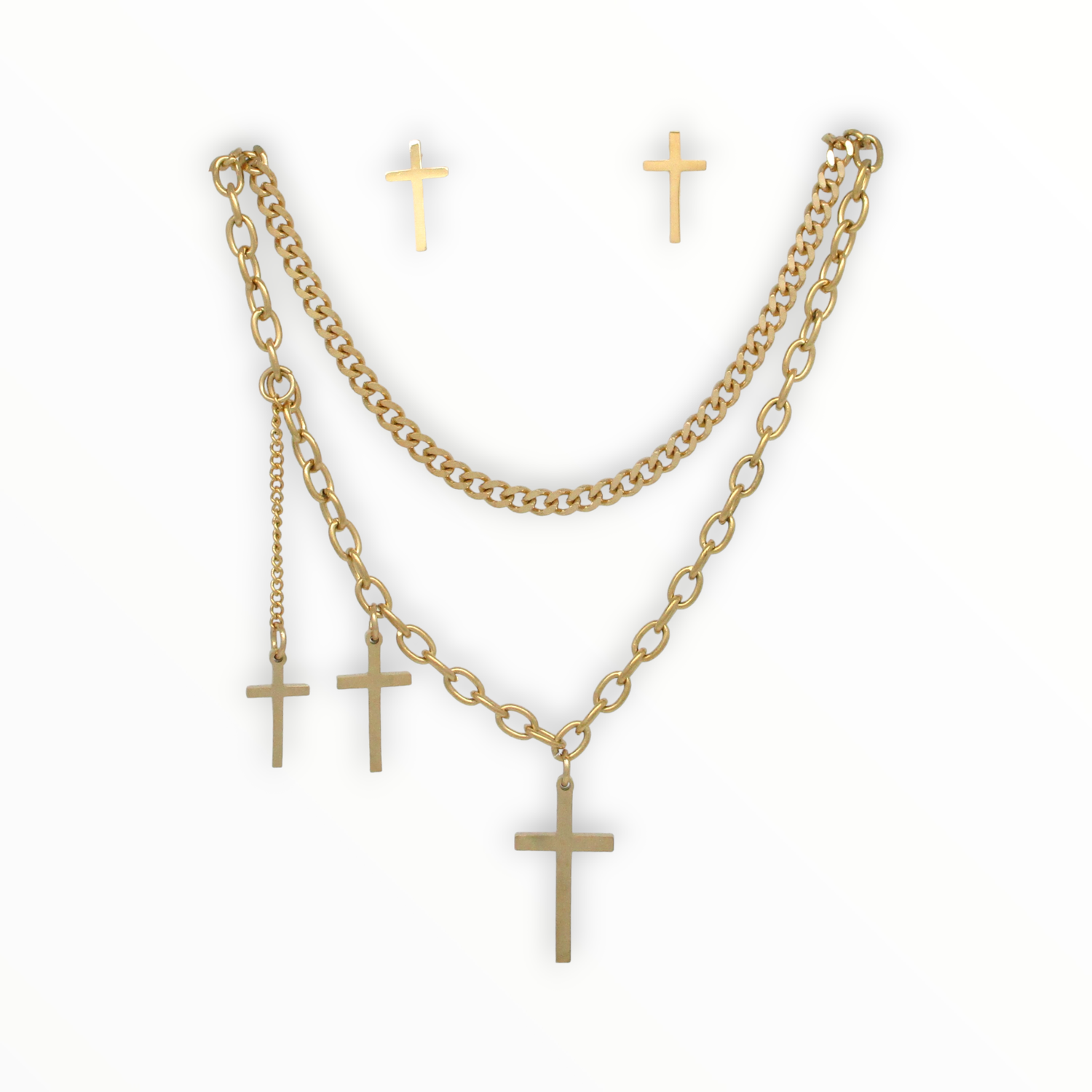 Juego Cruces Acero Dorado