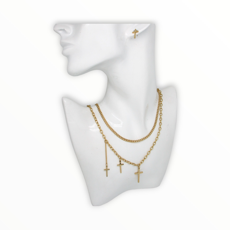 Juego Cruces Acero Dorado