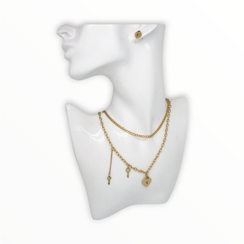 Juego Llaves Heart Acero Dorado