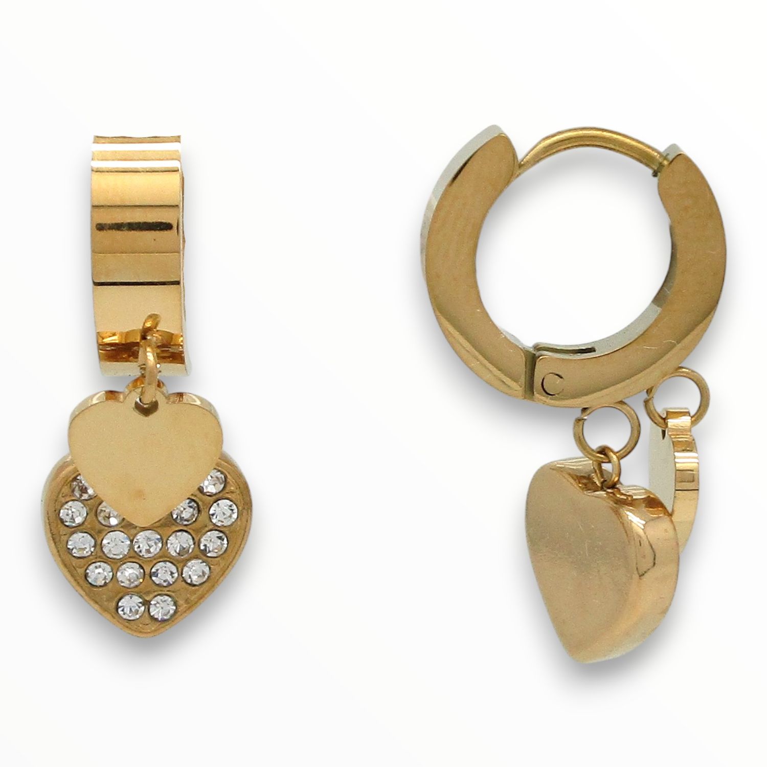 Huggie Doble Heart Acero Dorado