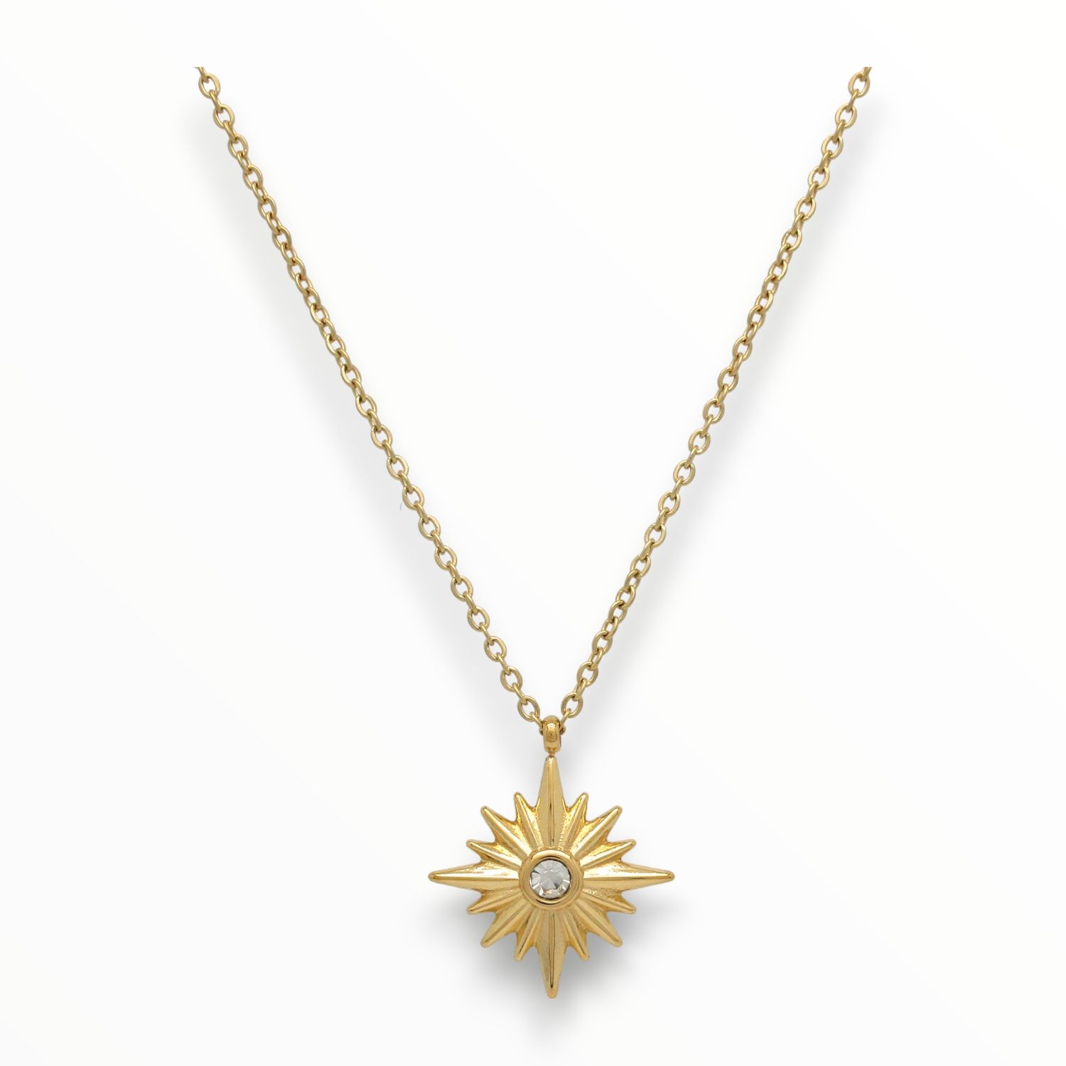 Collar Destello Acero Dorado