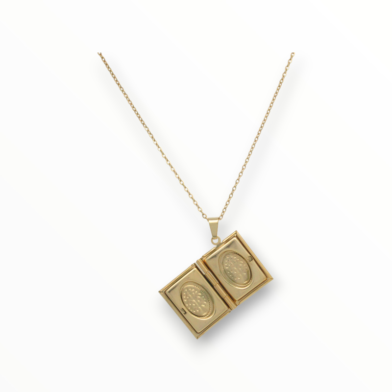 Collar Relicario Acero Dorado