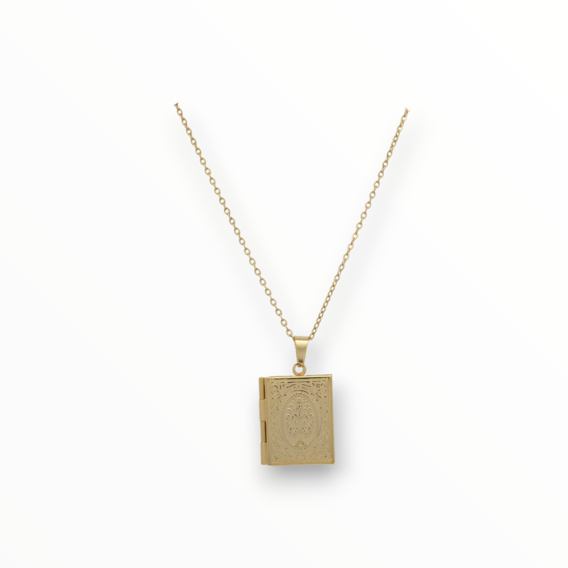 Collar Relicario Acero Dorado
