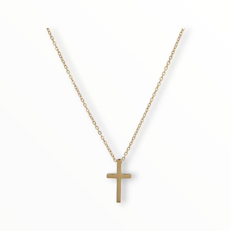 Collar Cruz Acero Dorado