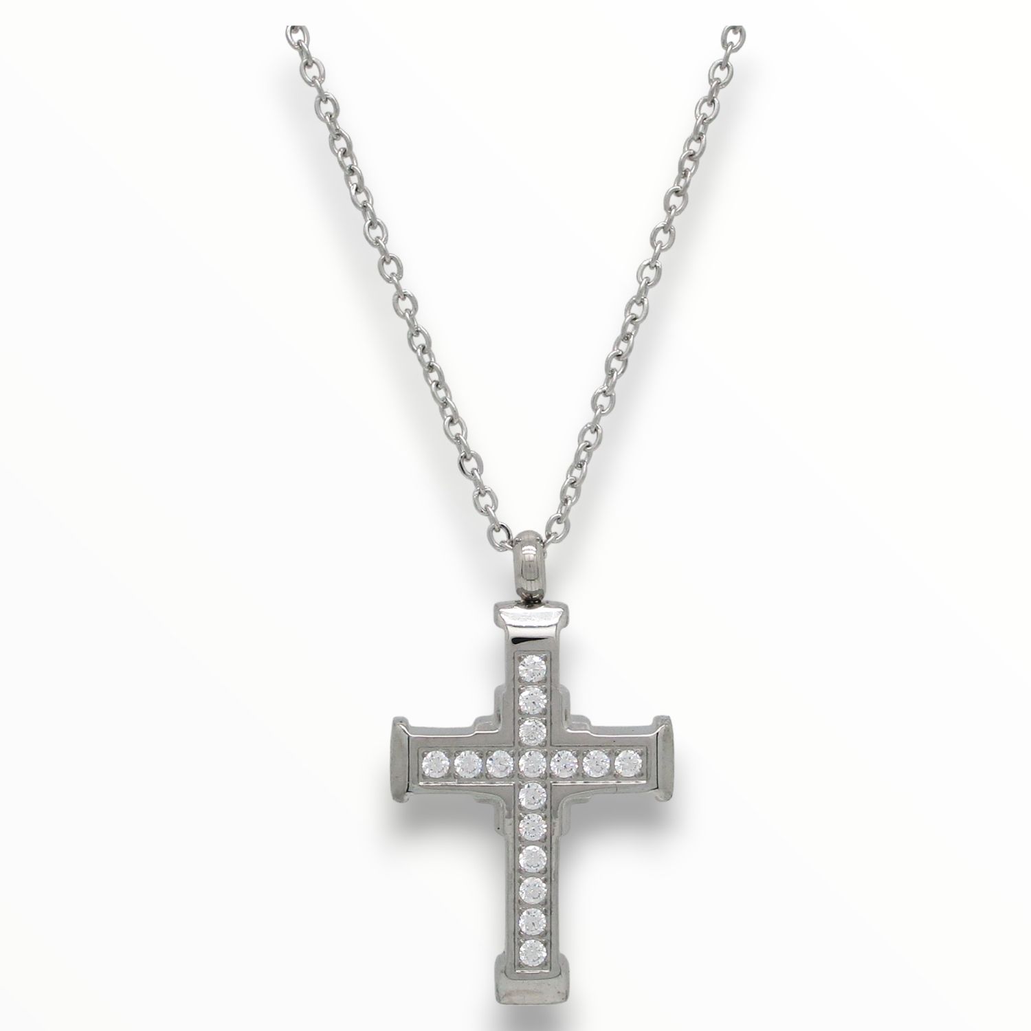 Collar Cruz Glitter Acero