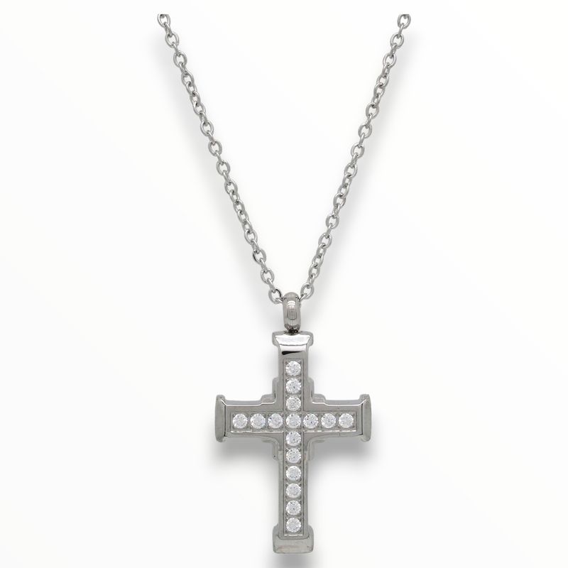 Collar Cruz Glitter Acero