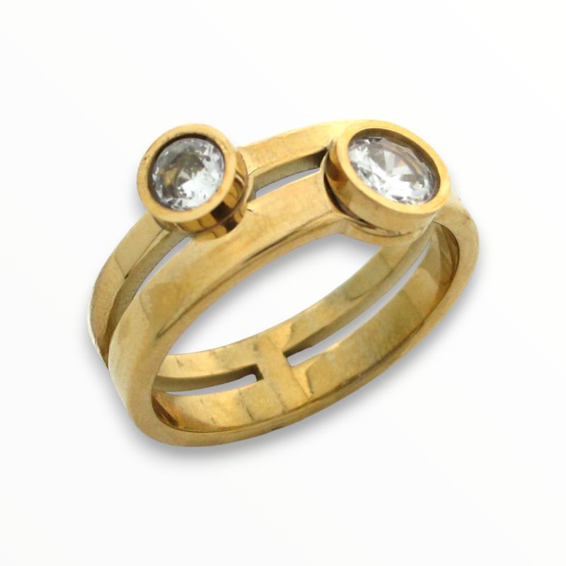 Anillo Bit Acero Dorado #8