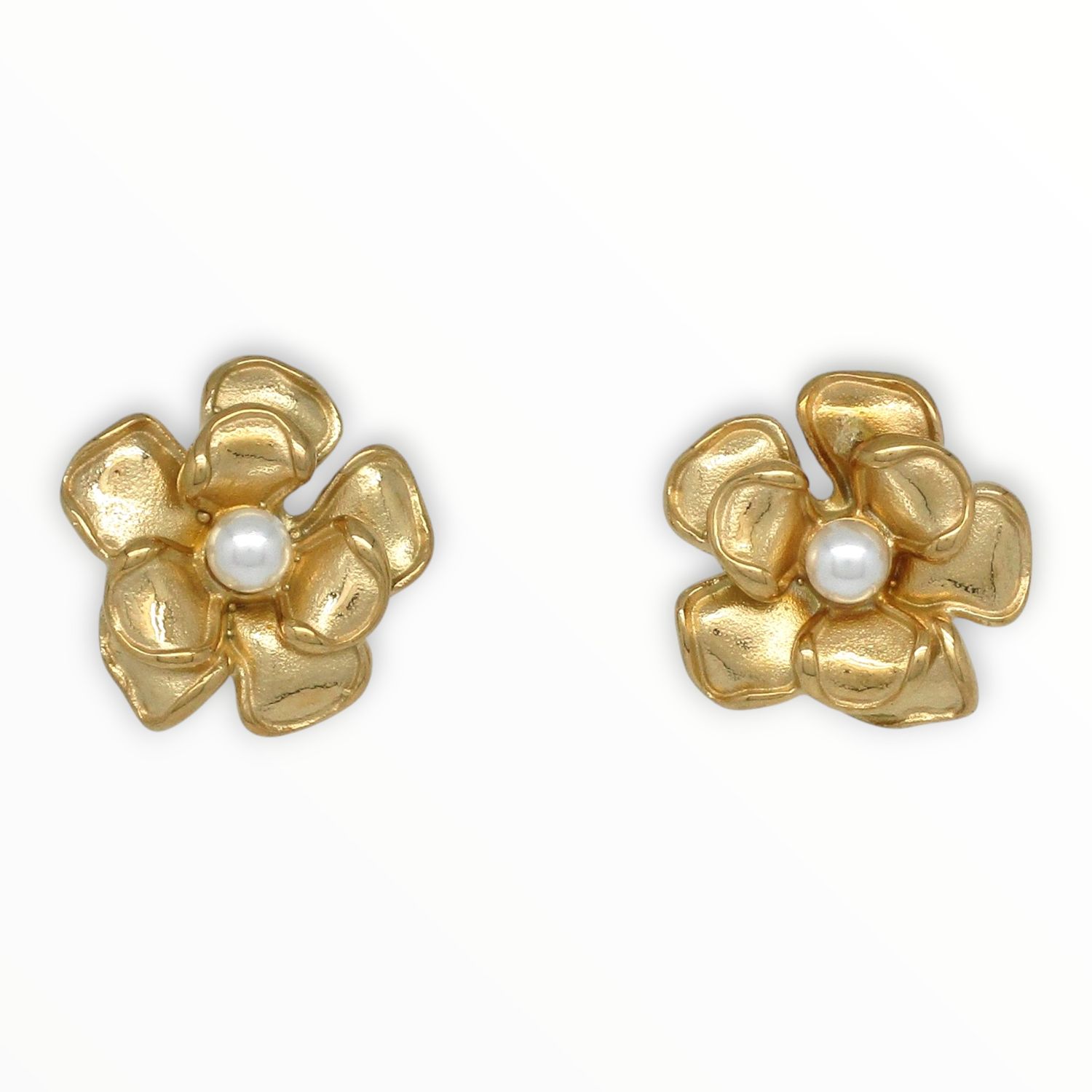 Arete Flor Acero Dorado