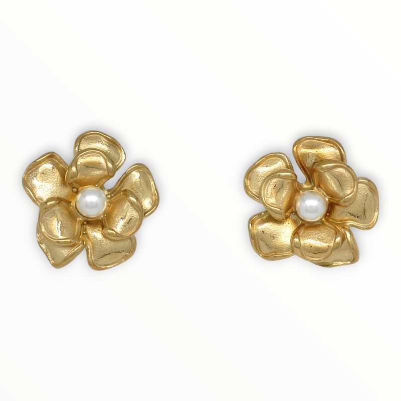 Arete Flor Acero Dorado