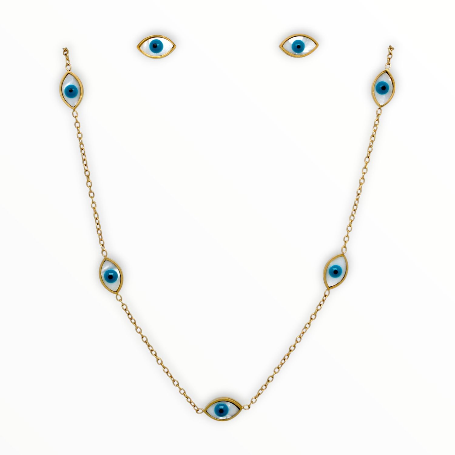 Juego Blue Acero Dorado