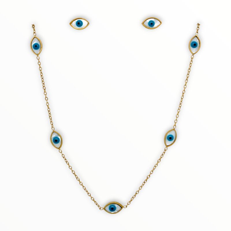Juego Blue Acero Dorado
